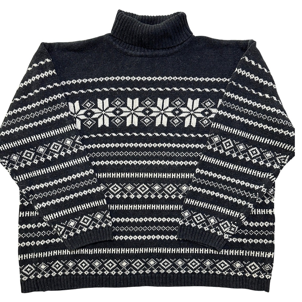 Lane Bryant VTG Fair Isle Turtleneck Sweater 26/28 Nordic Snowflake CabinCore